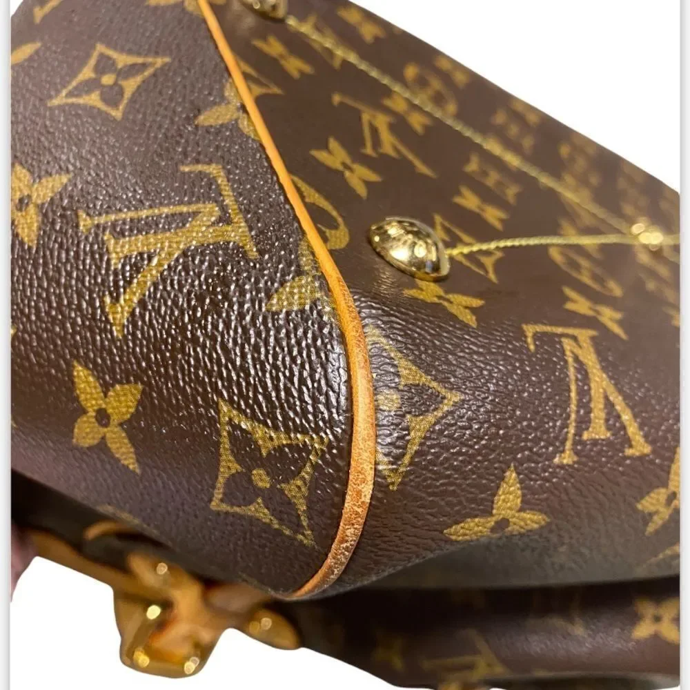 Louis Vuitton Tivoli GM Authentic Brown Leather & Monogram Canvas Shoulder Bag